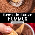 Brownie batter chocolate hummus in food processor and then on a graham cracker.