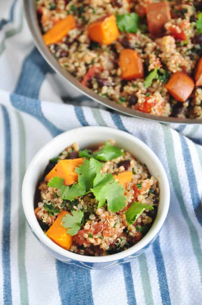 Roasted Sweet Potato, Black Bean + Kale Mexican Quinoa | Lemons + Zest