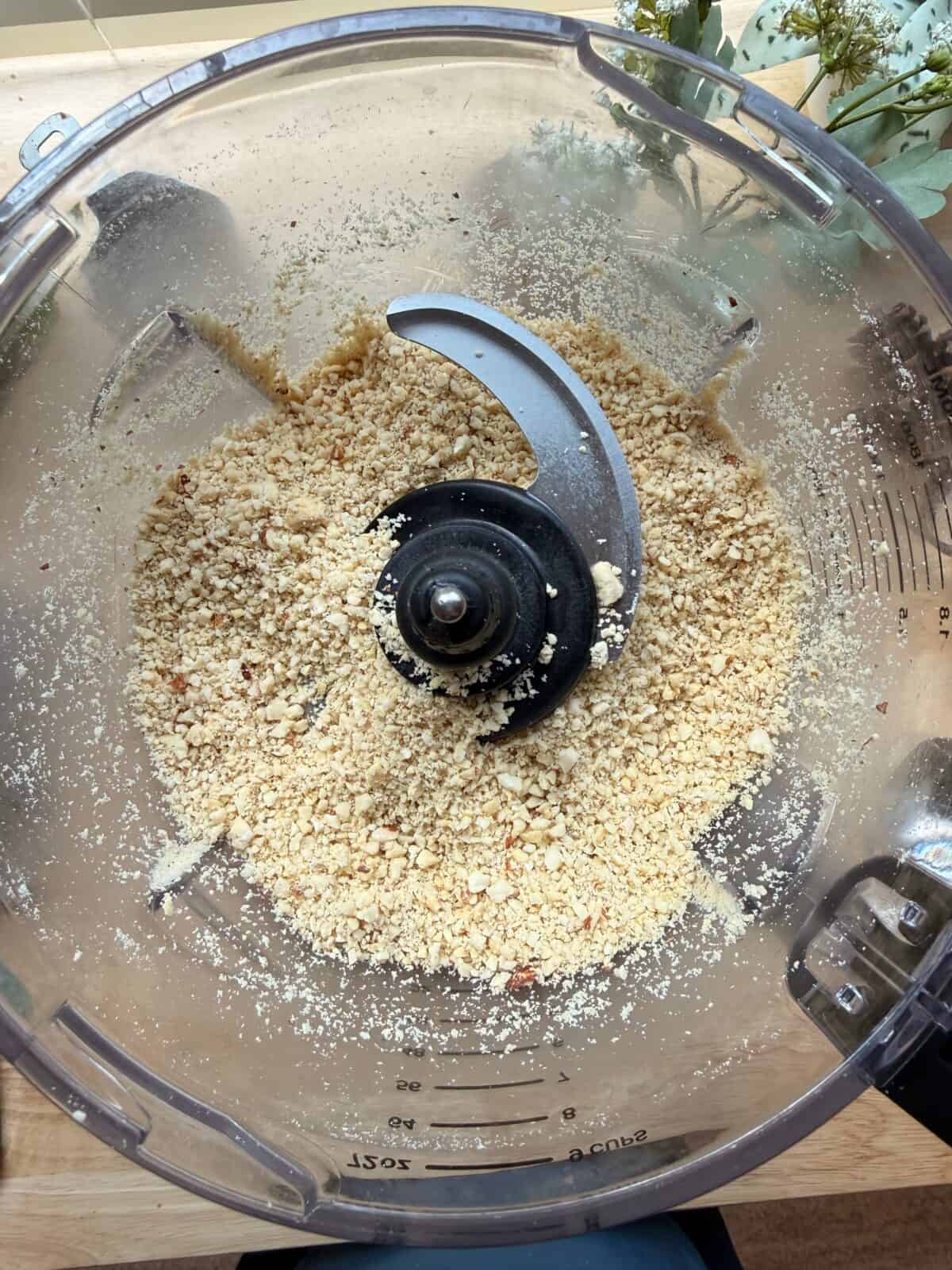 Ground cashews in food processor.