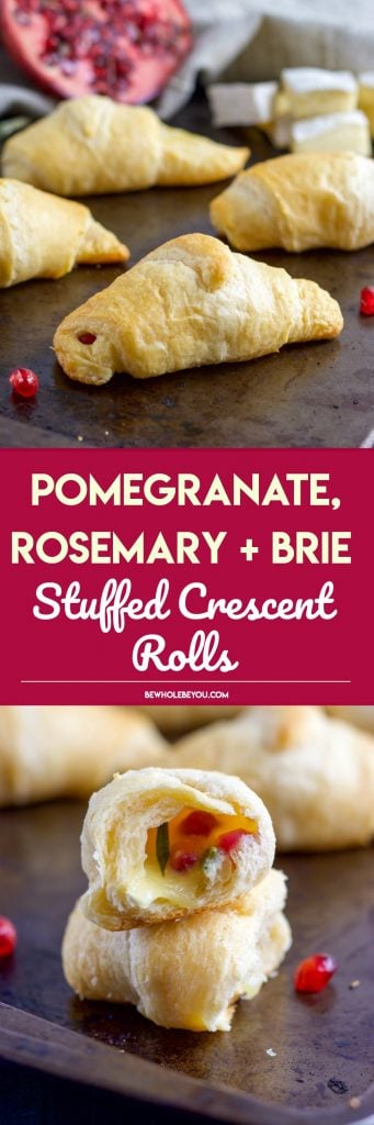 Skip the bread and butter! Add these Pomegranate, Rosemary and Brie Stuffed Crescent Rolls to your dinner and everyone will beg for seconds!