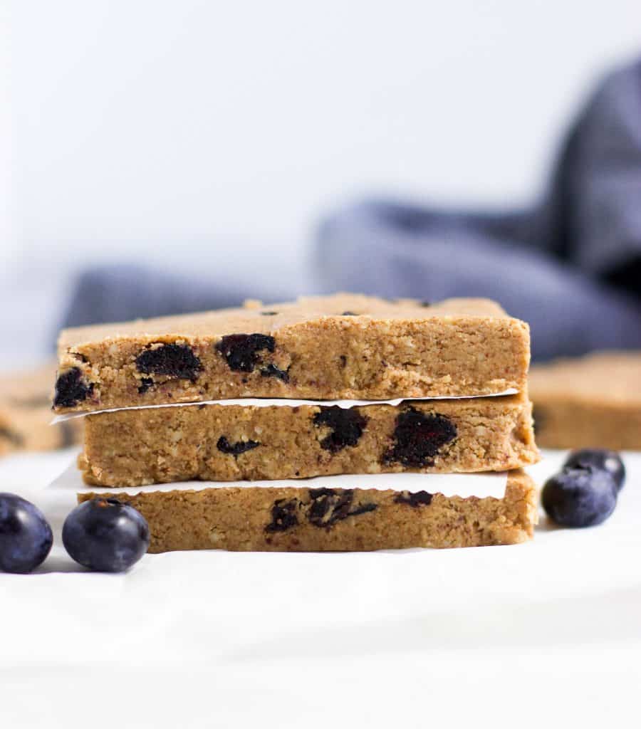 No Bake Blueberry Muffin Protein Bars. 