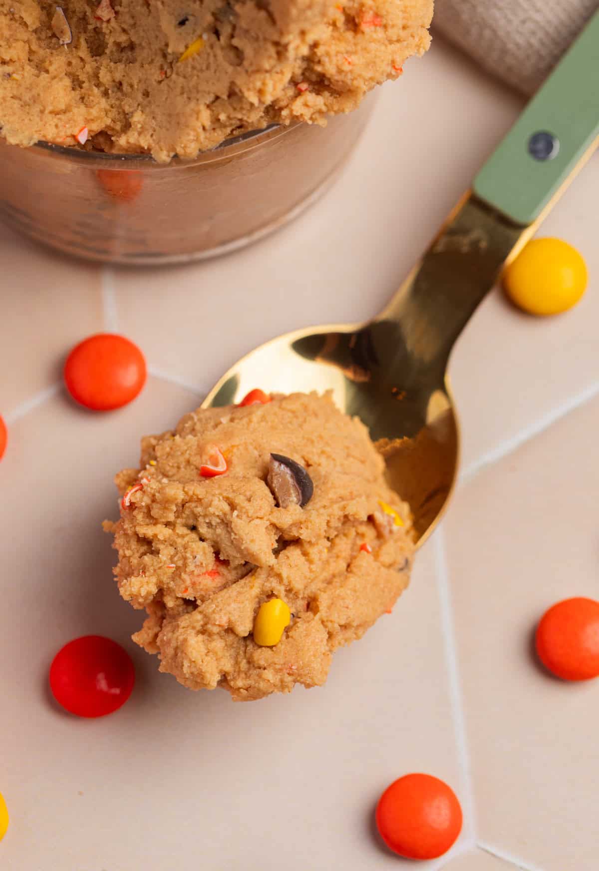 Spoonful of peanut butter cookie dough.
