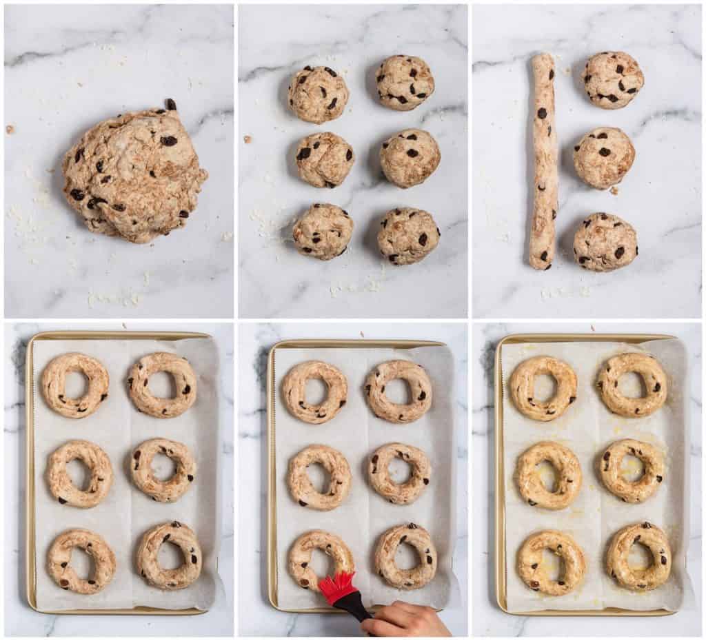 Images to show how to assemble bagels.