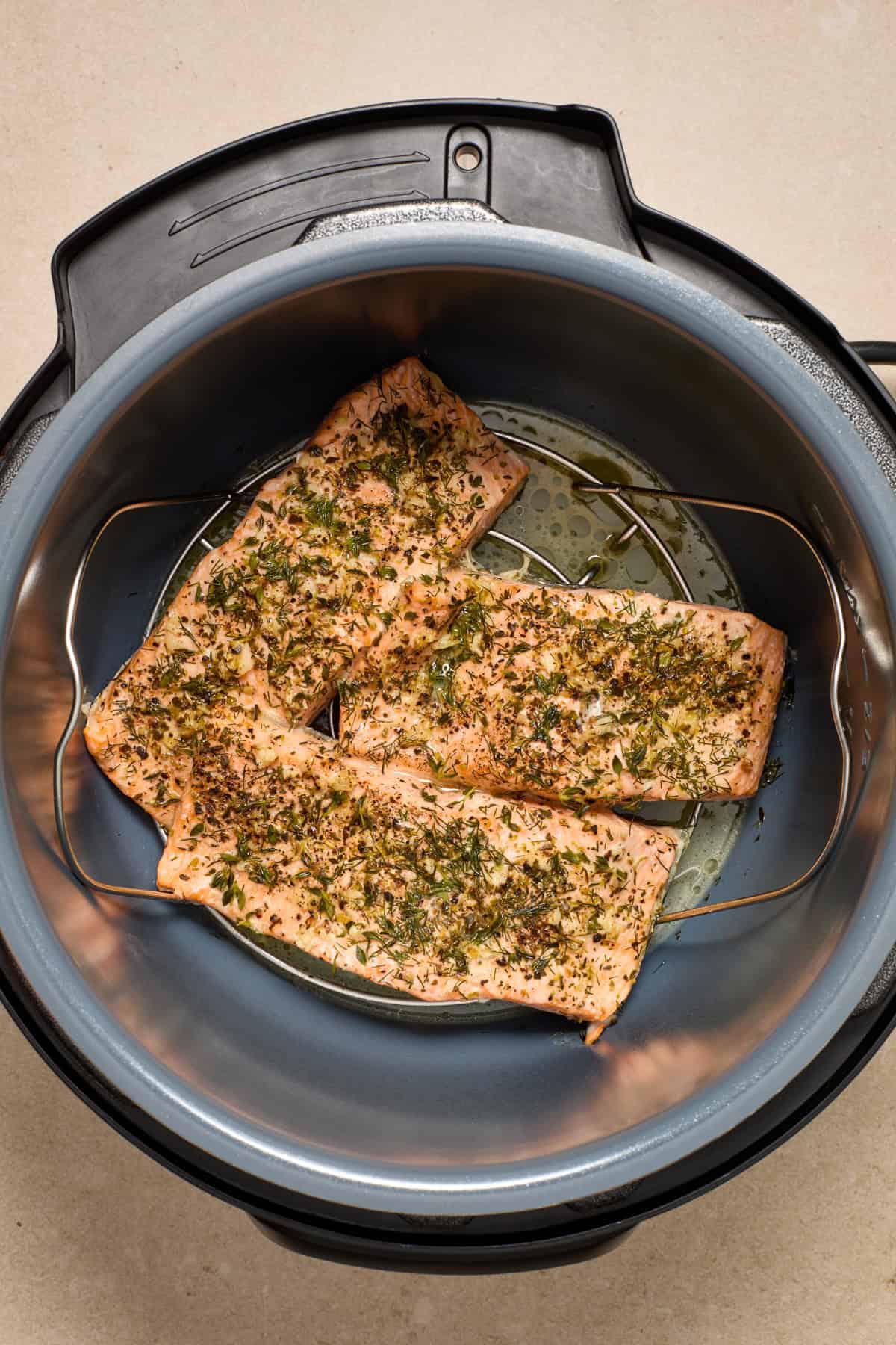 Instant pot salmon after cooking.