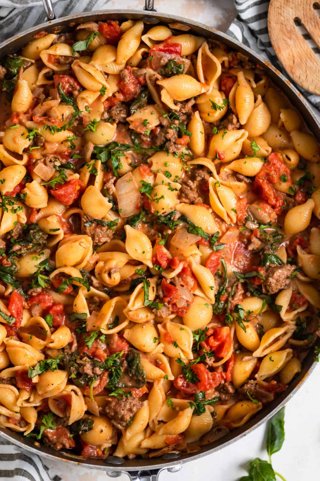 Simple Ground Beef Pasta Skillet Recipe | Lemons + Zest