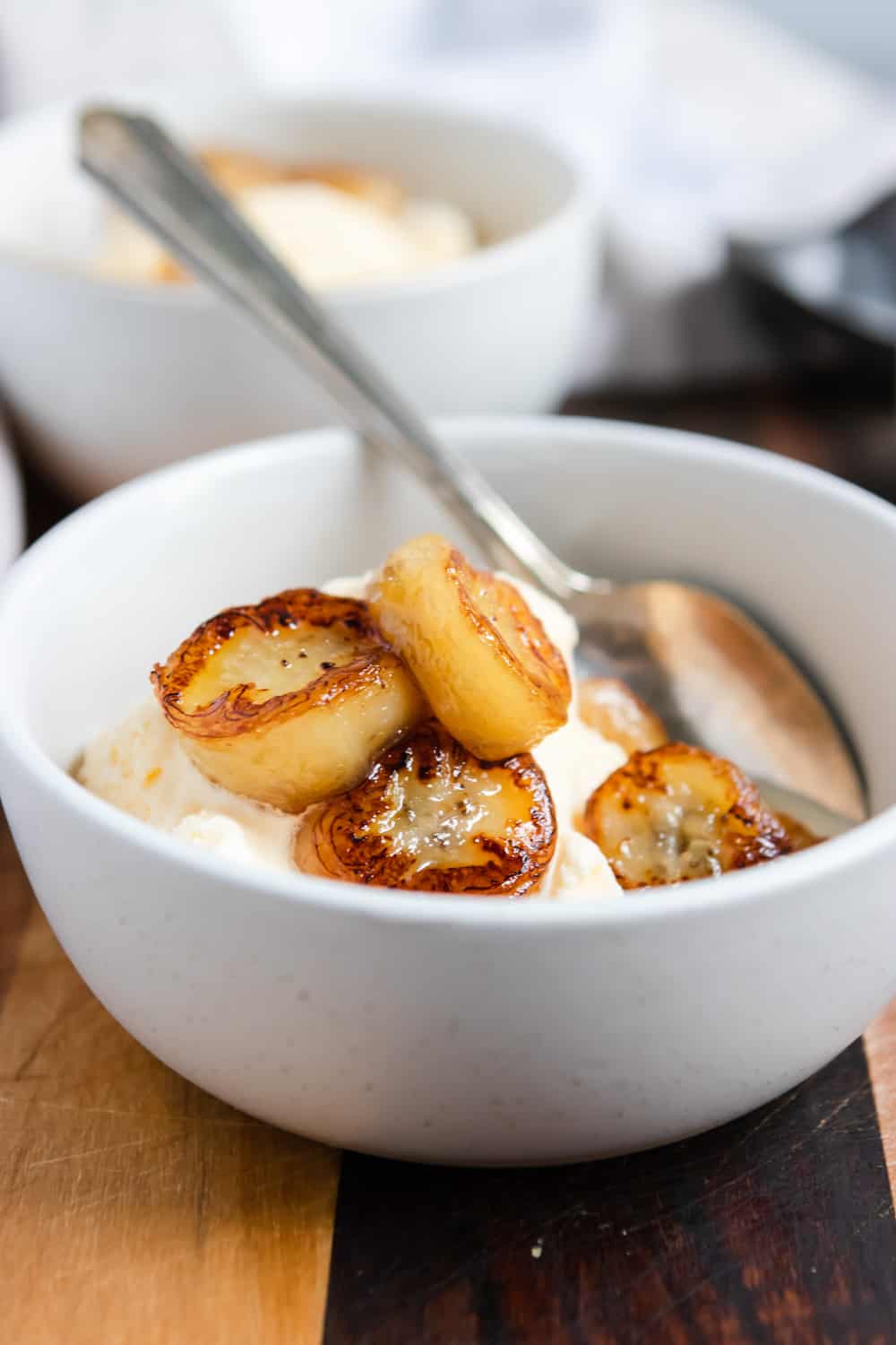 Maple Fried Bananas over ice cream.