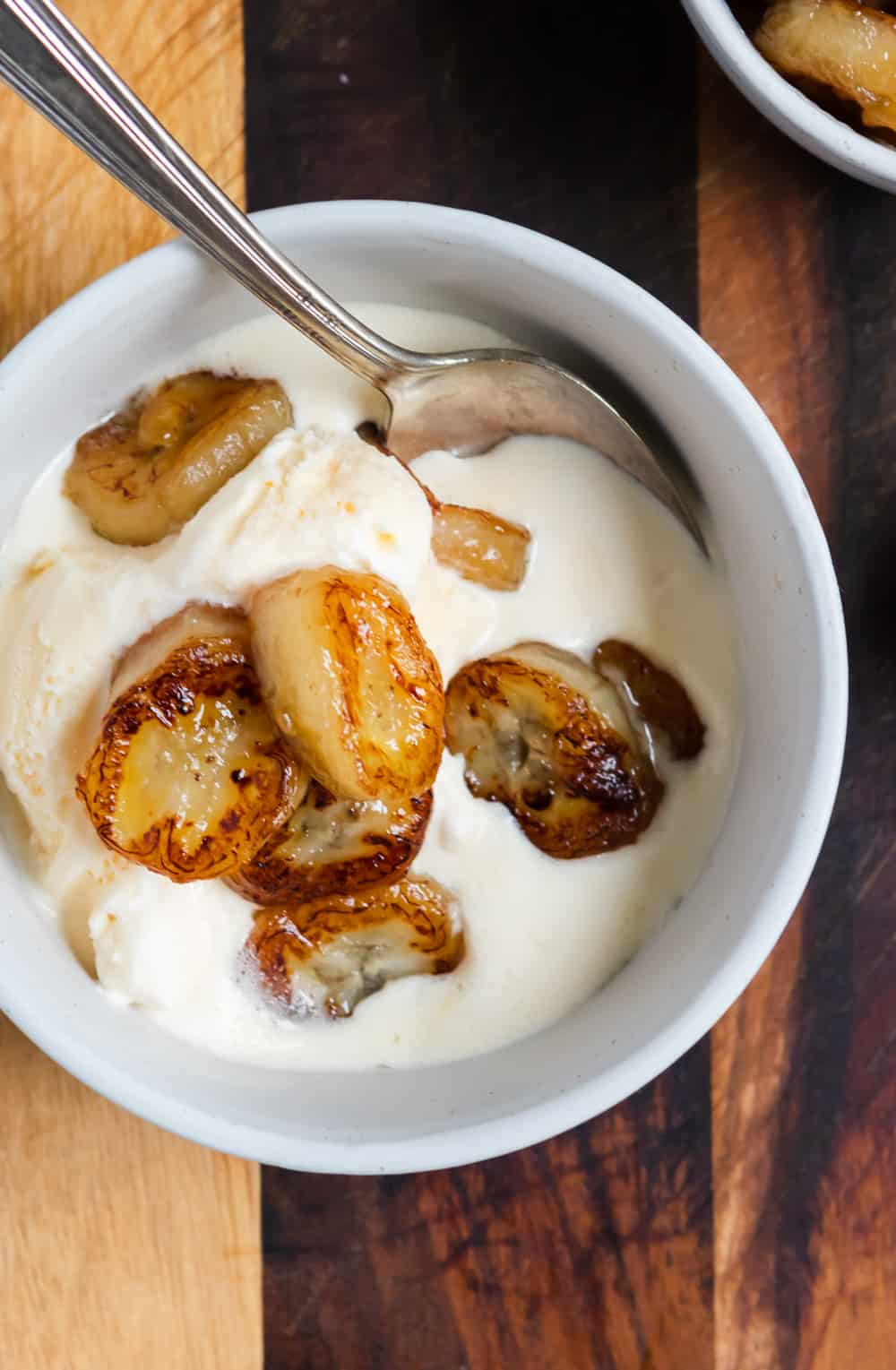 Maple Fried Bananas over ice cream.