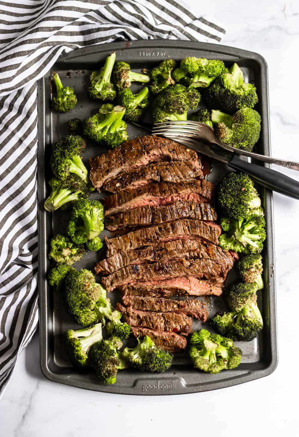 15 Minute Marinated Sheet Pan Steak and Broccoli Dinner