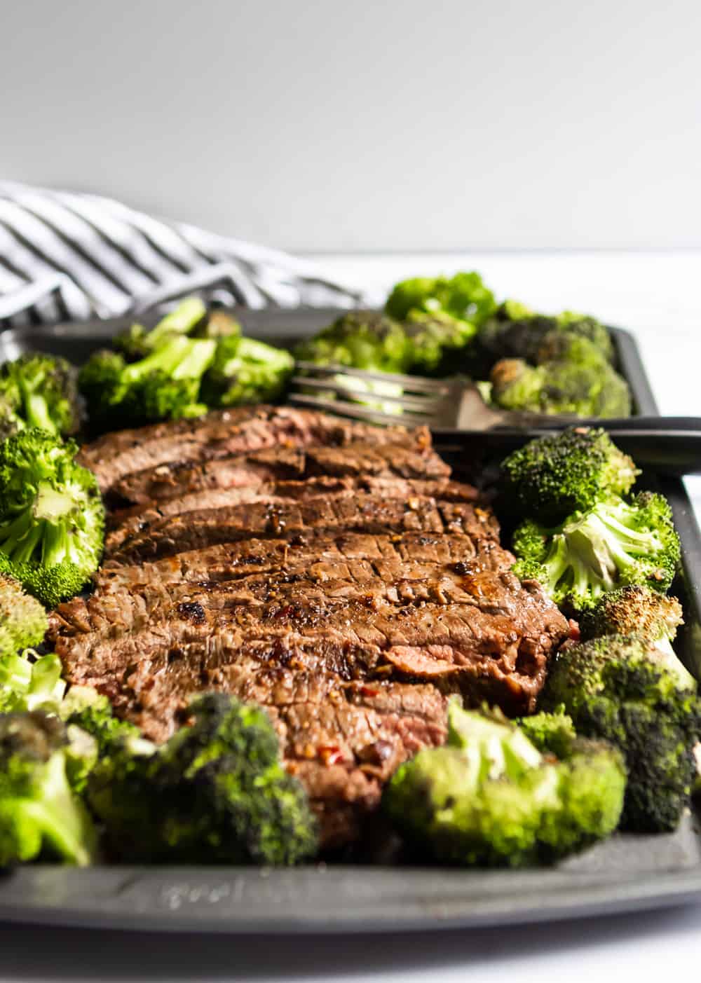 15 Minute Marinated Sheet Pan Steak and Broccoli Dinner