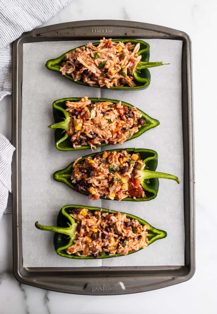 Stuffed Poblano Peppers prepped.