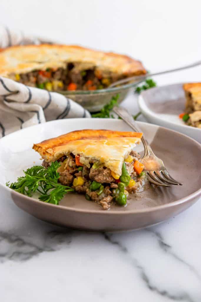 Beef Pot Pie with Fork.