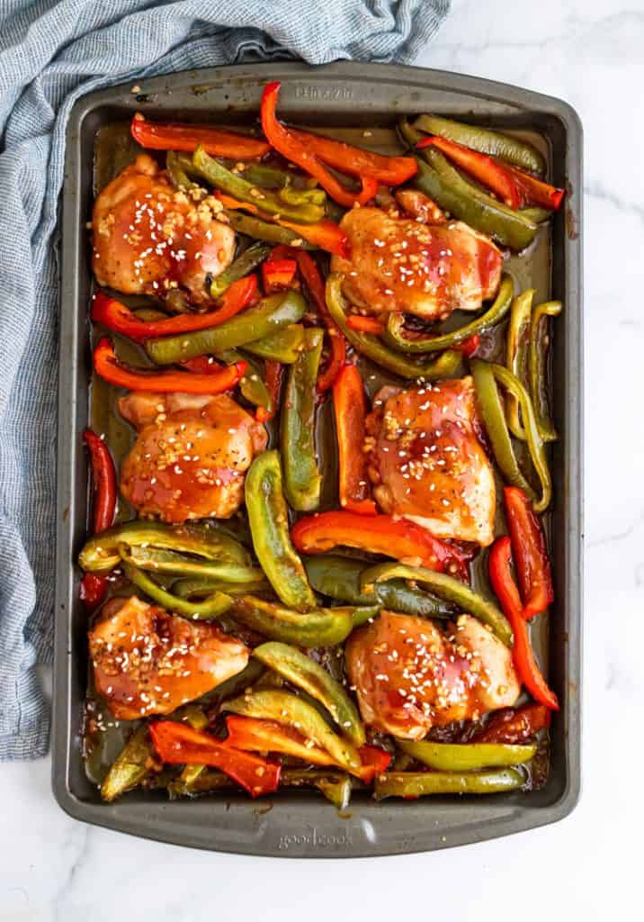 Honey Garlic Chicken Sheet Pan Dinner Recipe Lemons + Zest