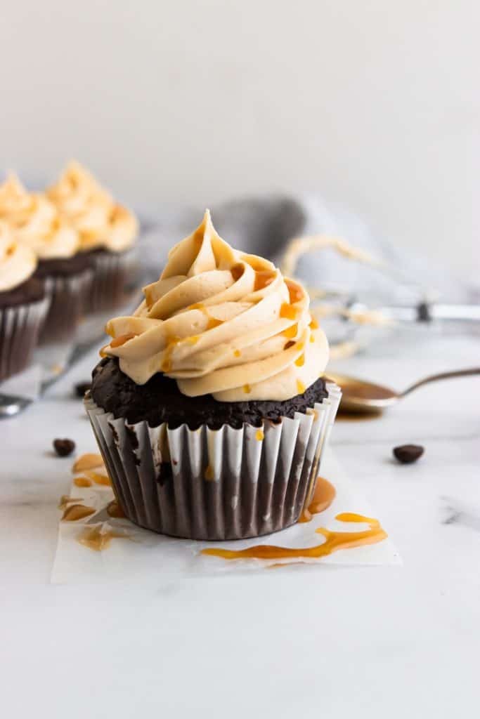 Mocha Cupcakes with Salted Caramel Buttercream Frosting