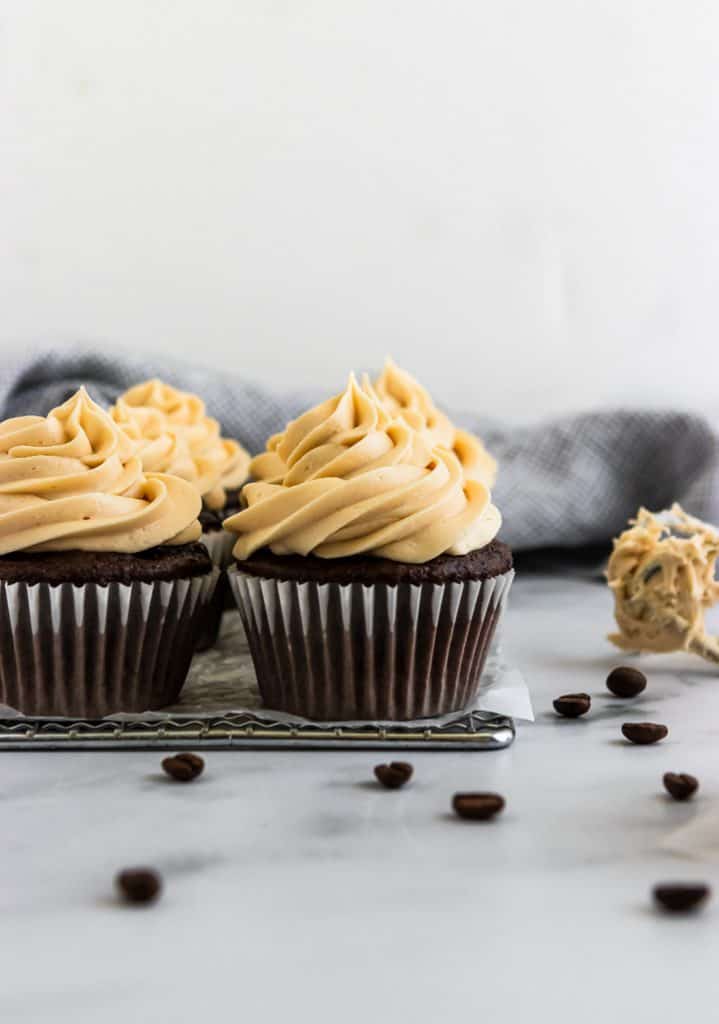 Mocha Cupcakes with Salted Caramel Buttercream Frosting