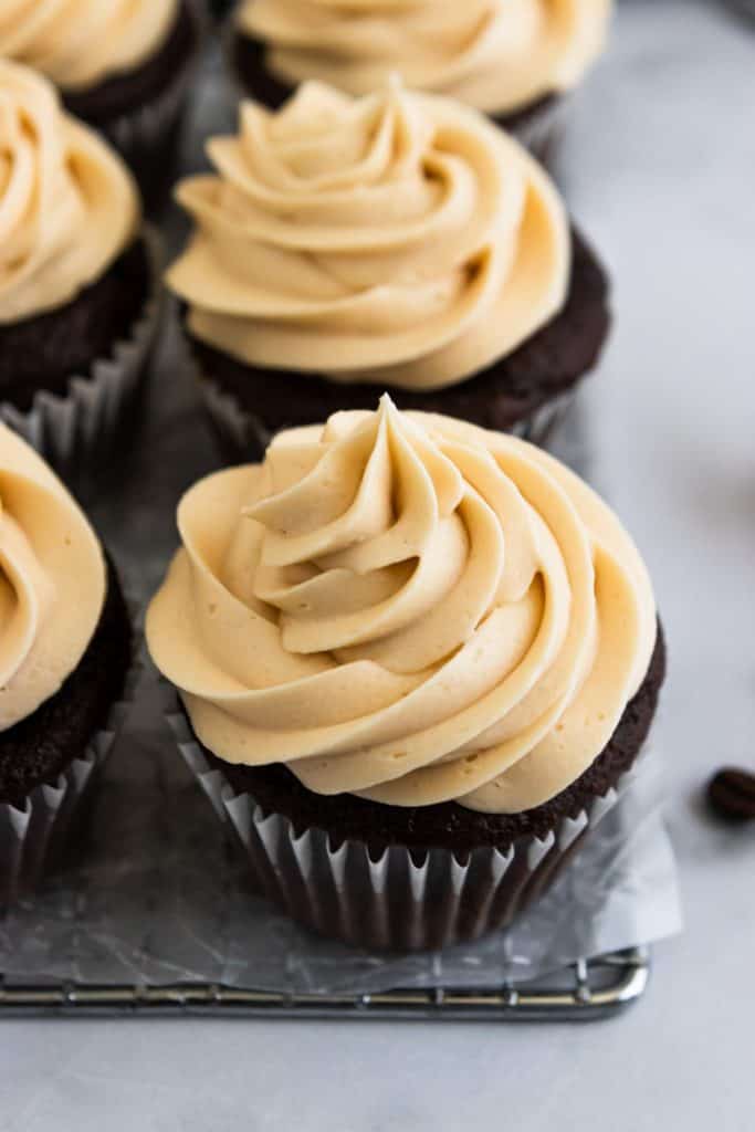 Mocha Cupcakes with Salted Caramel Buttercream Frosting