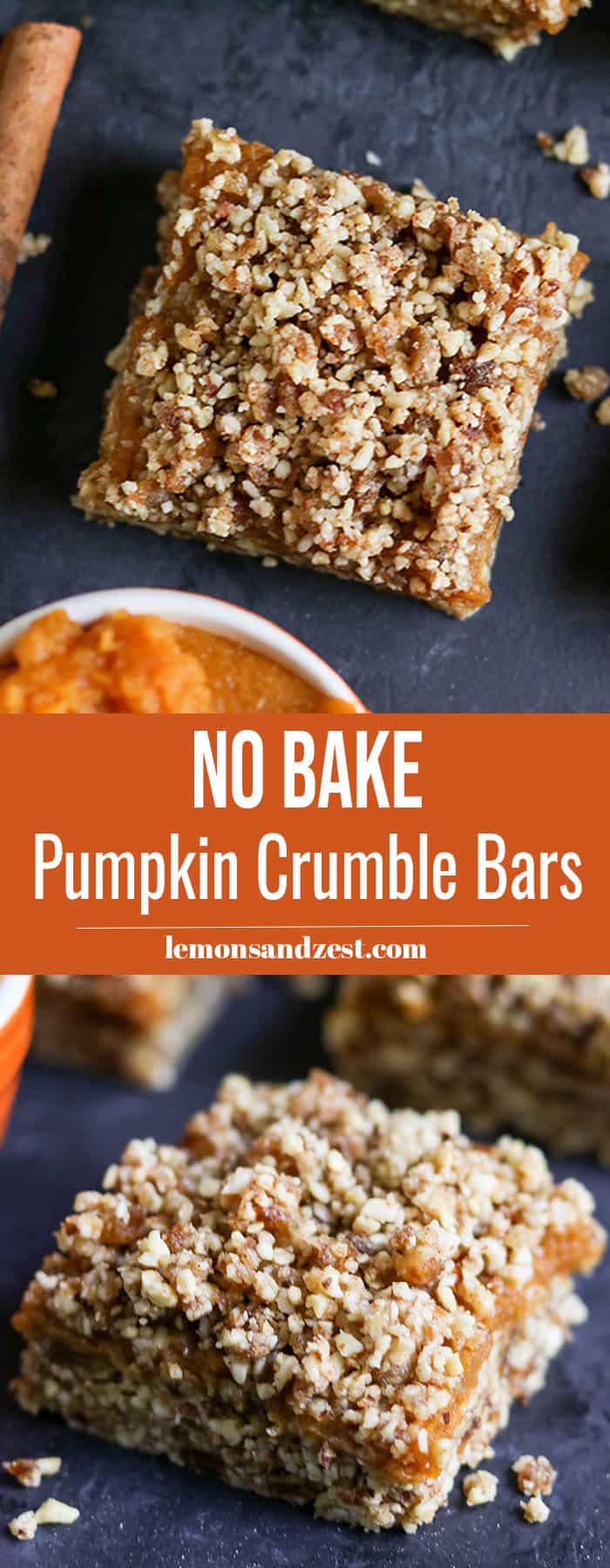 No Bake Pumpkin Crumble Bars Pin. 