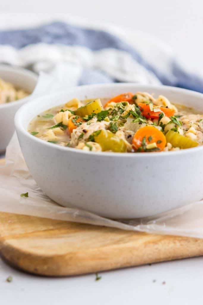 Rotisserie Chicken Noodle Soup in bowl.