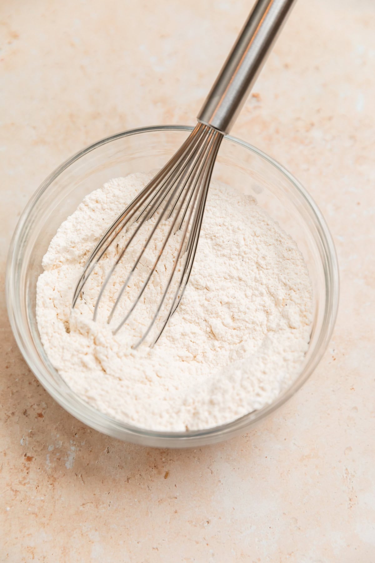 Dry ingredients whisked together in bowl.