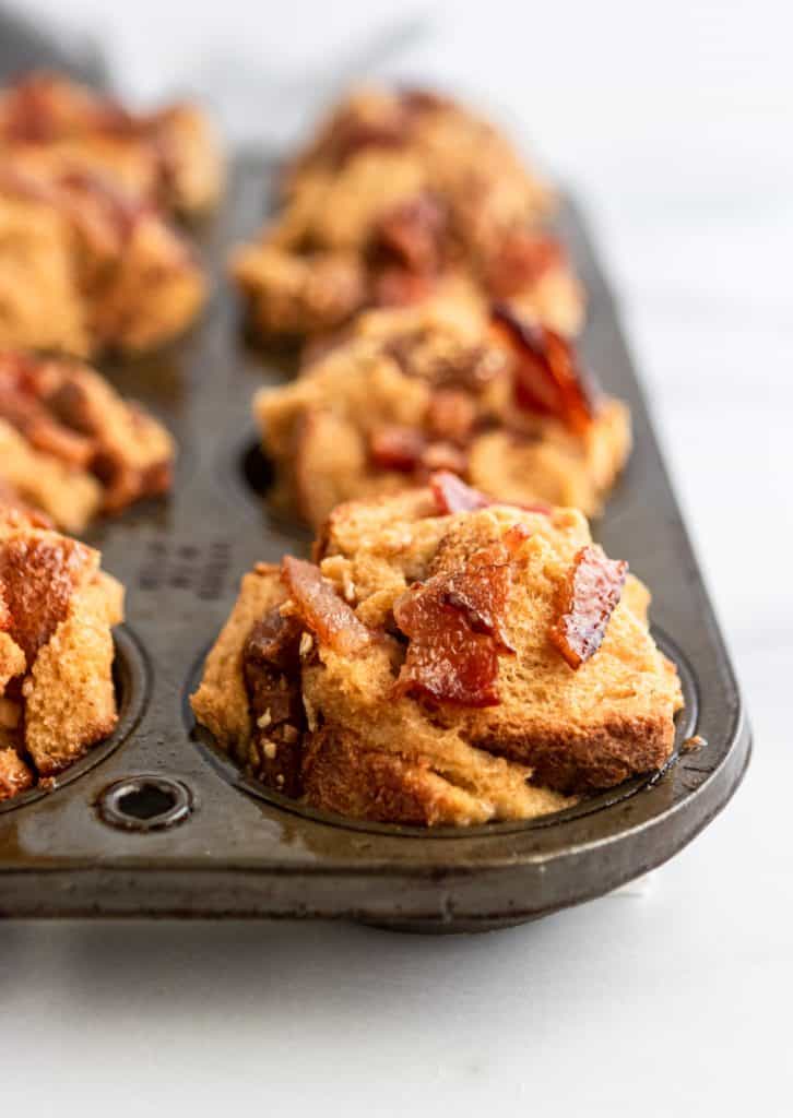 Muffin tin with Maple Bacon muffins.