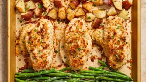 Parmesan Crusted Chicken Sheet Pan Dinner