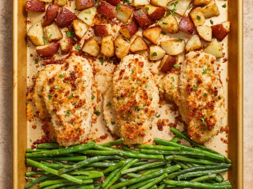 Parmesan Crusted Chicken Sheet Pan Dinner