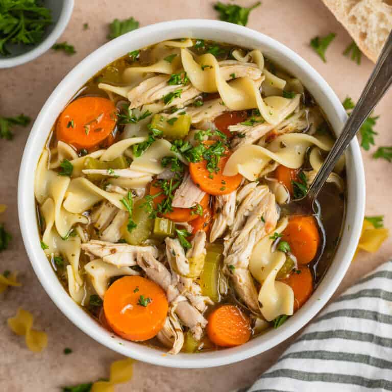 Easy Rotisserie Chicken Noodle Soup | Stove Top & Slow Cooker