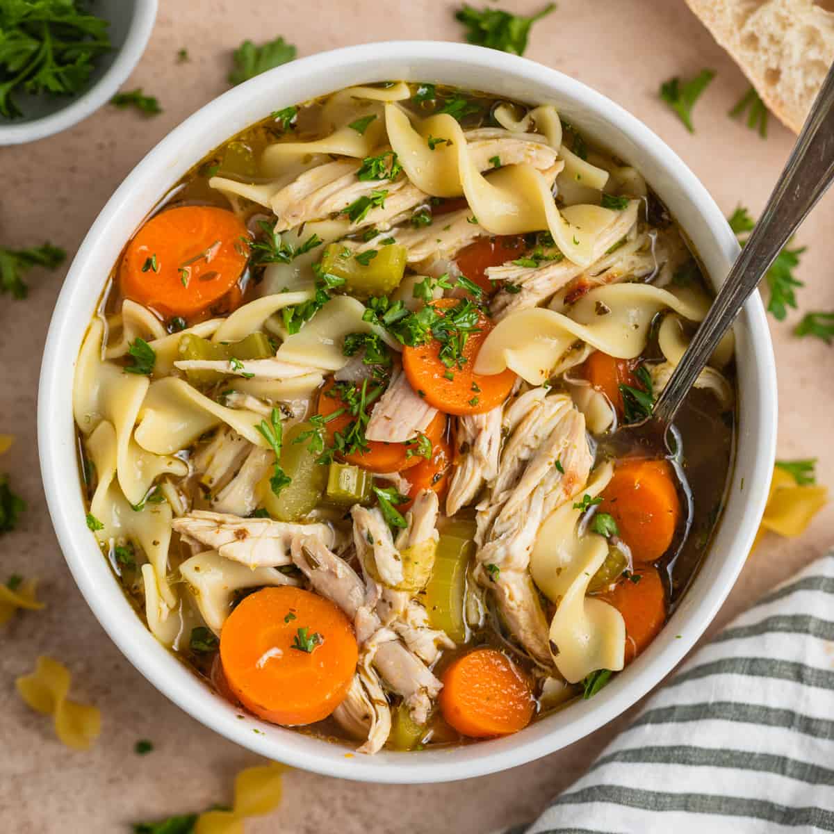 Slow Roasted Whole Chicken Soup - Coziest & Easiest Homemade Soup!!