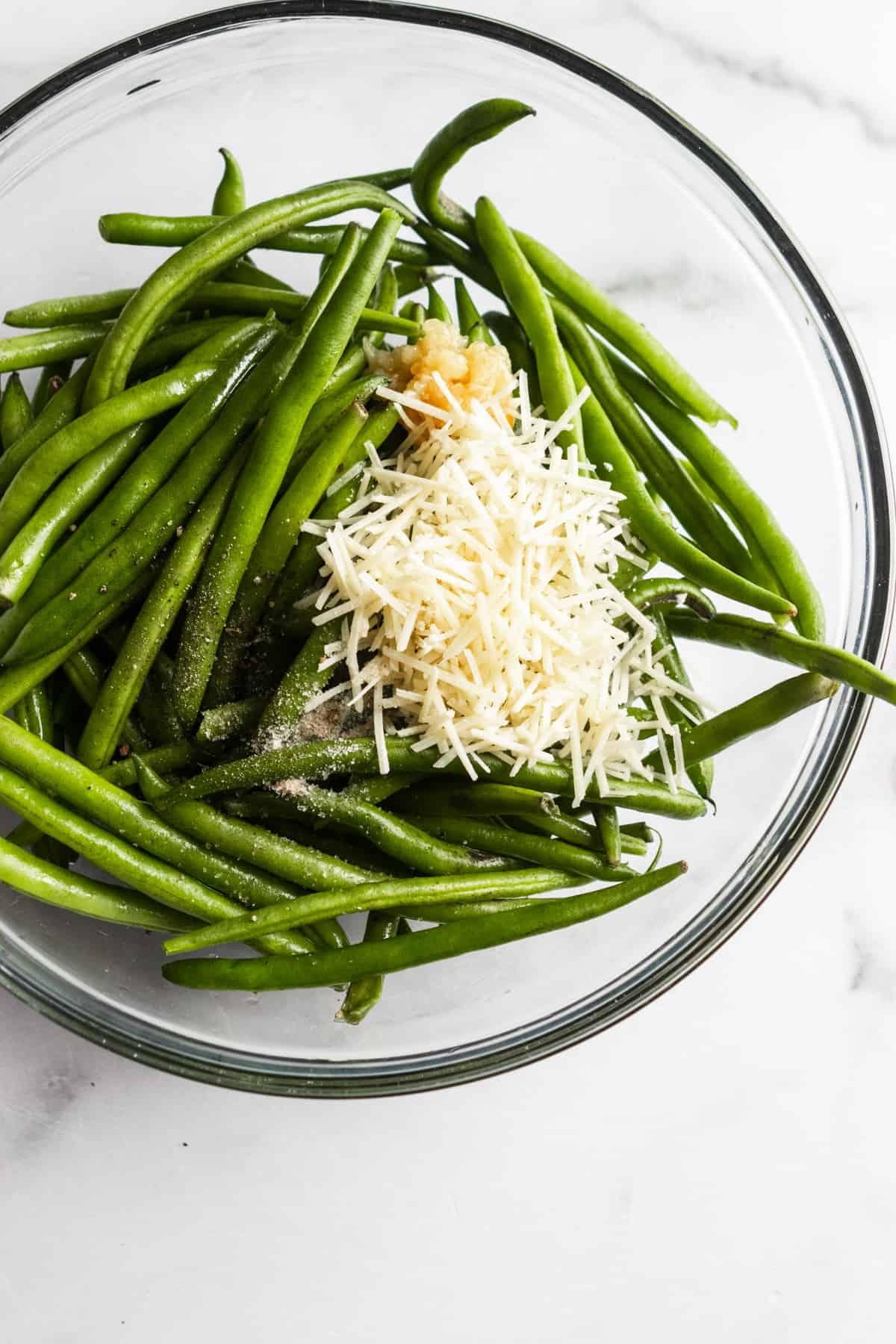 Ingredients to make parmesan green beans.