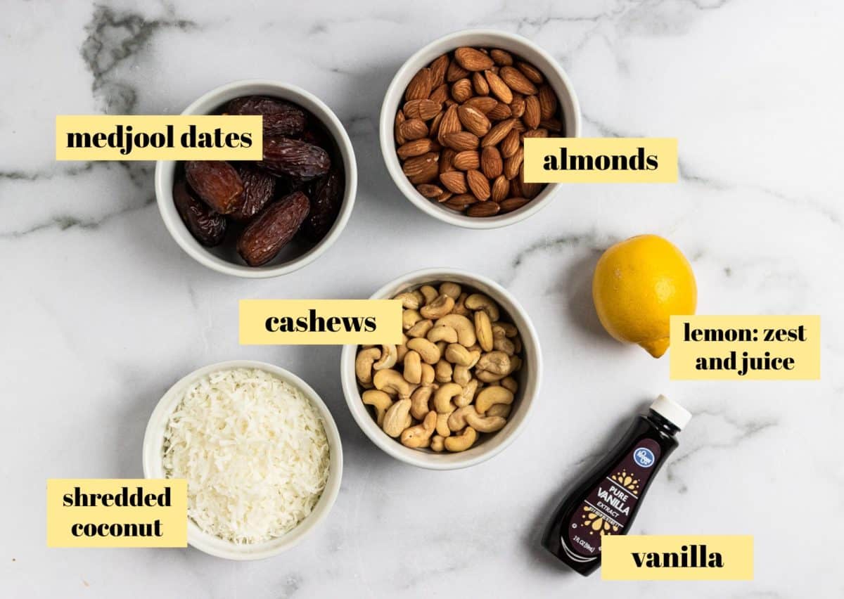 Ingredients to make lemon coconut bars.