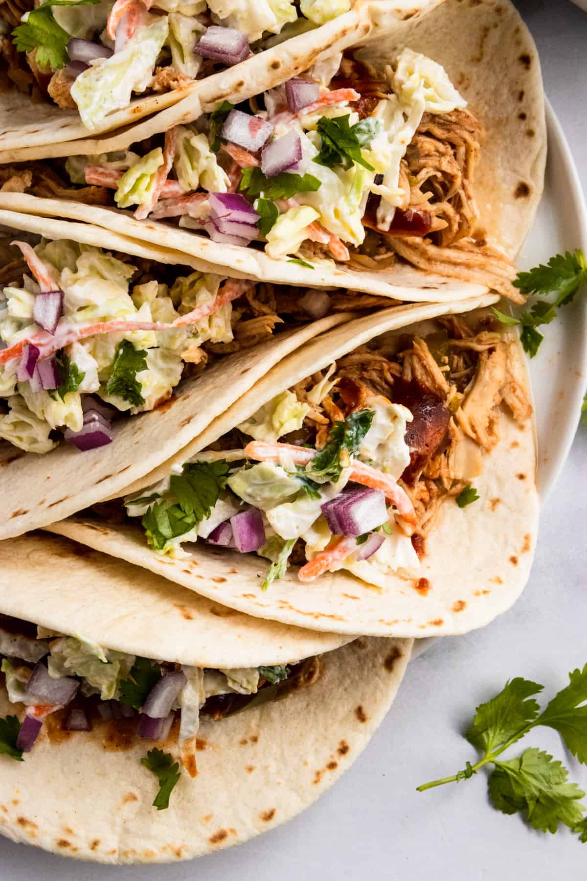 Slow Cooker BBQ Chicken Tacos with Simple Slaw | Lemons + Zest