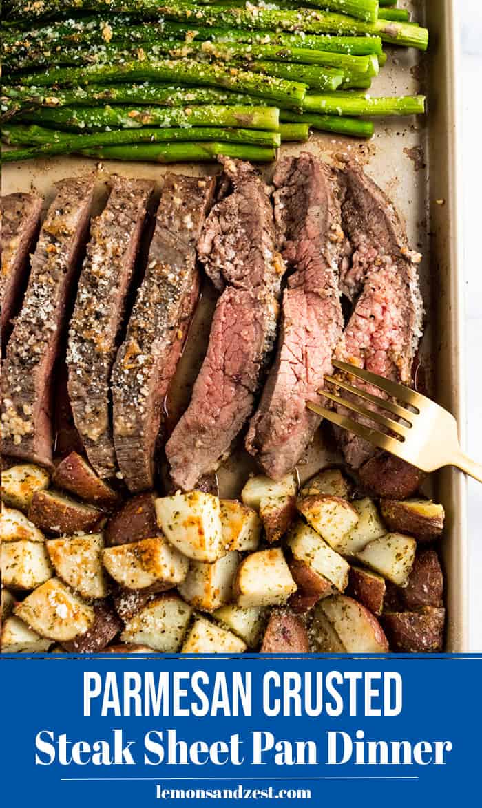 Parmesan Crusted Steak and Potato Sheet Pan Dinner | Lemons + Zest