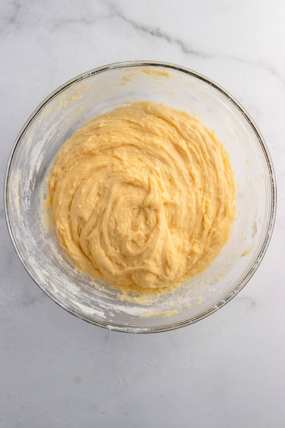 Muffin batter after dry ingredients added.