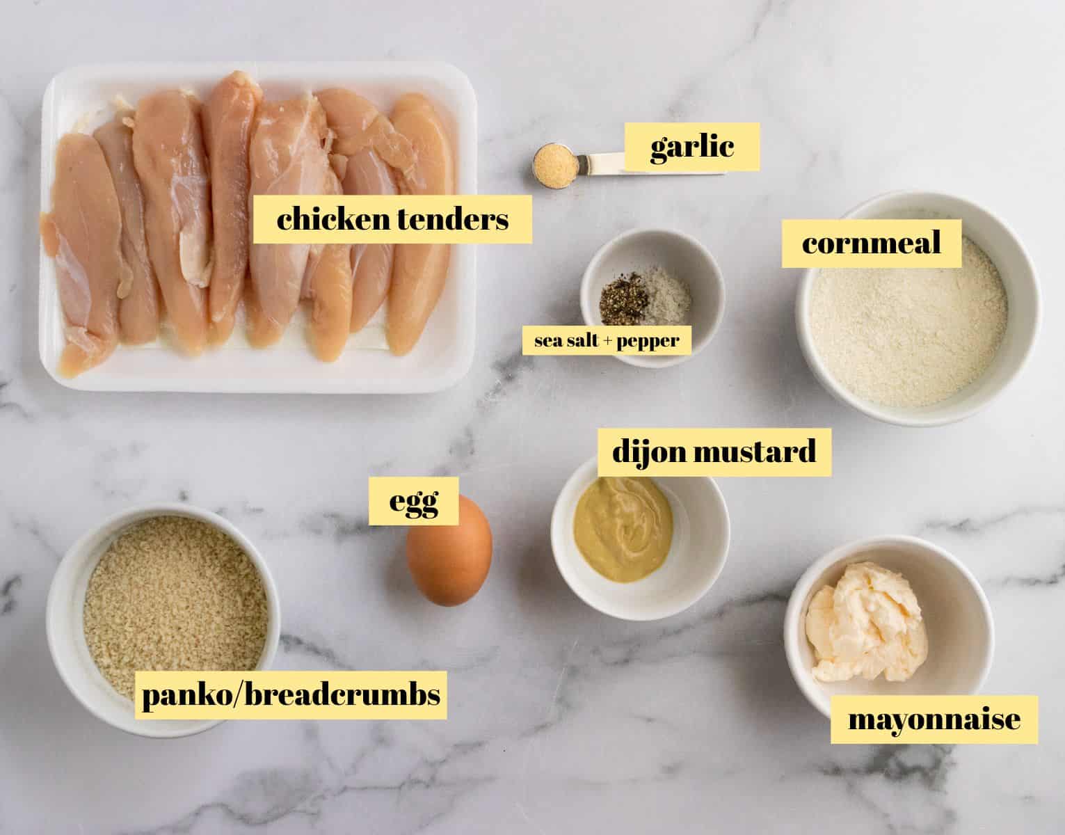 Ingredients for chicken tenders