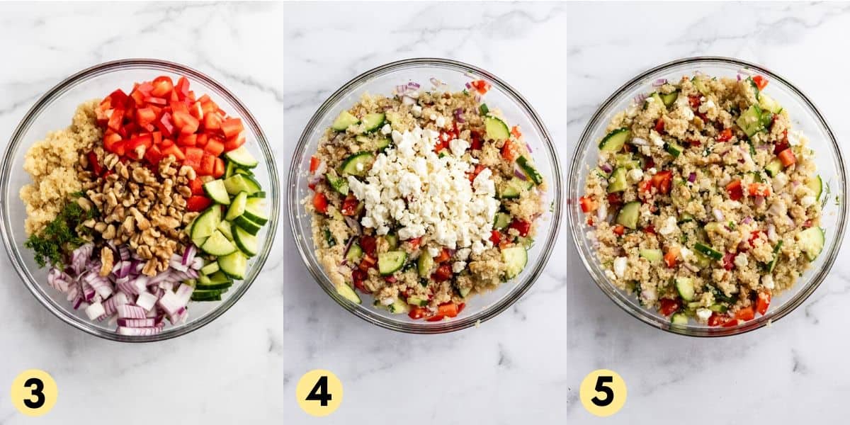 Steps to make feta quinoa salad.