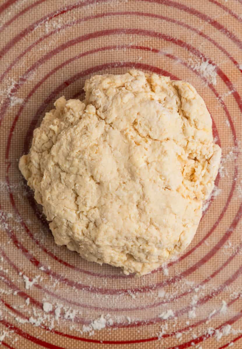 Honey biscuit dough on pastry mat.