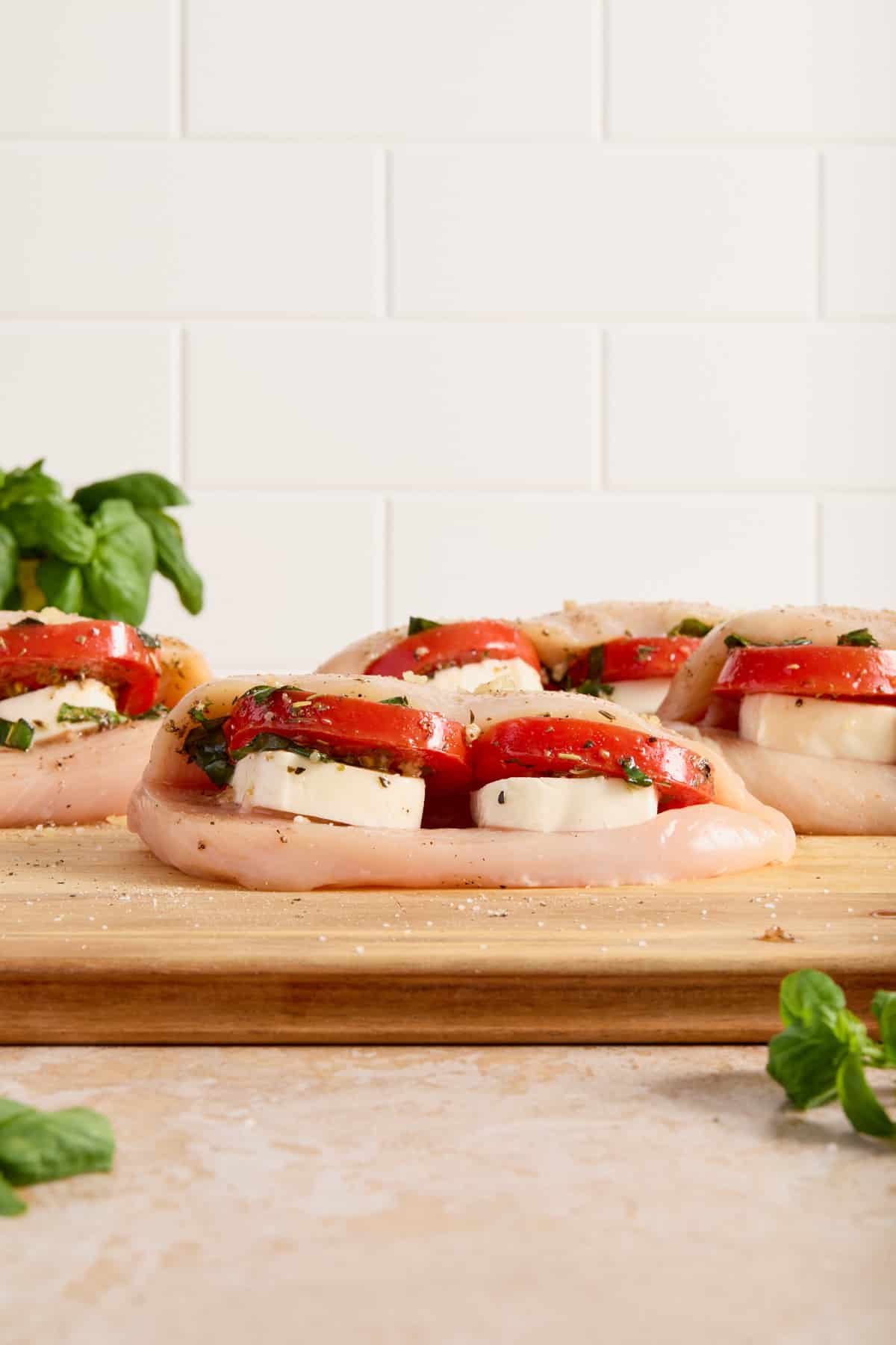 Baked Mozzarella Stuffed Chicken with Tomato and Basil | Lemons & Zest