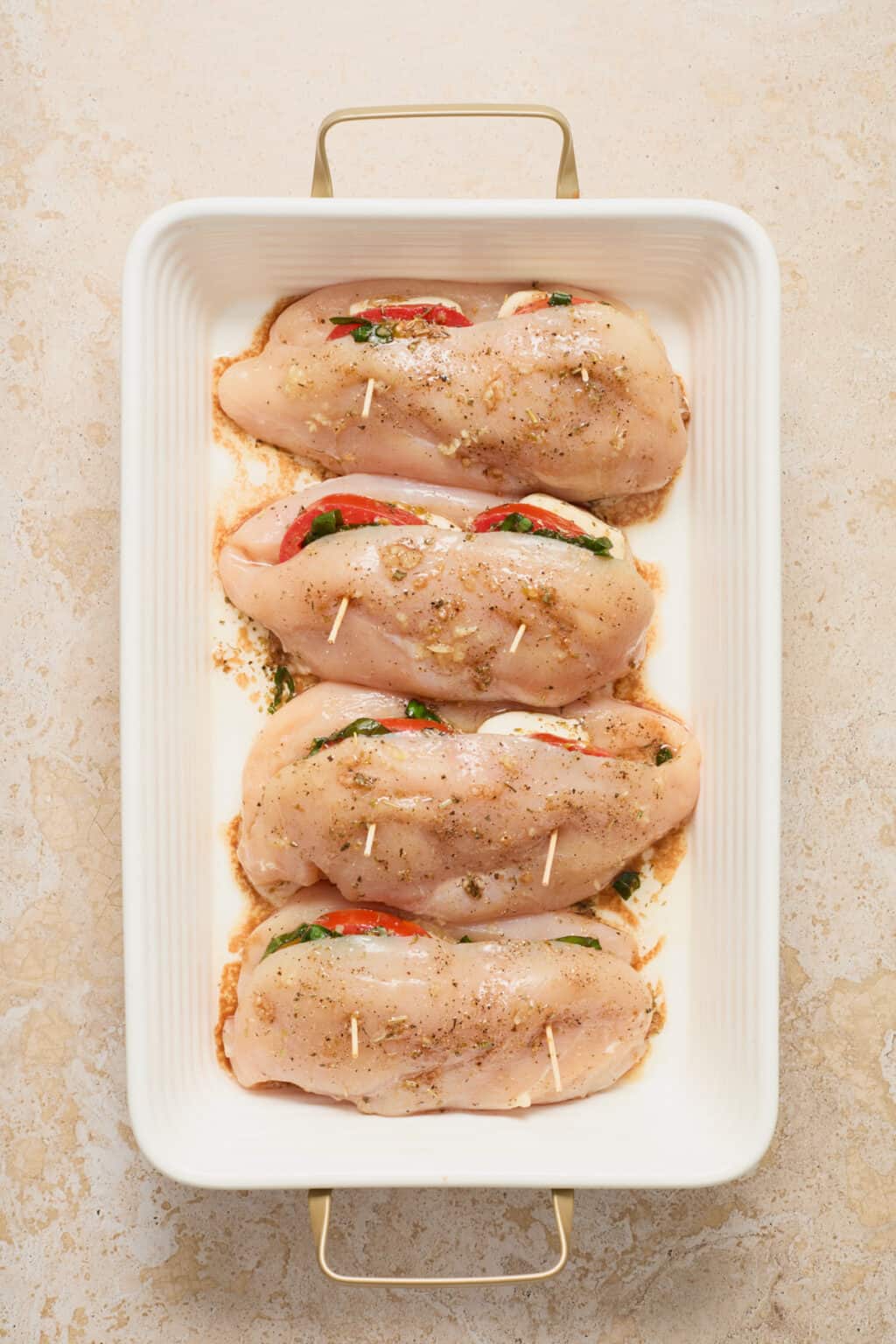 Baked Mozzarella Stuffed Chicken with Tomato and Basil | Lemons & Zest