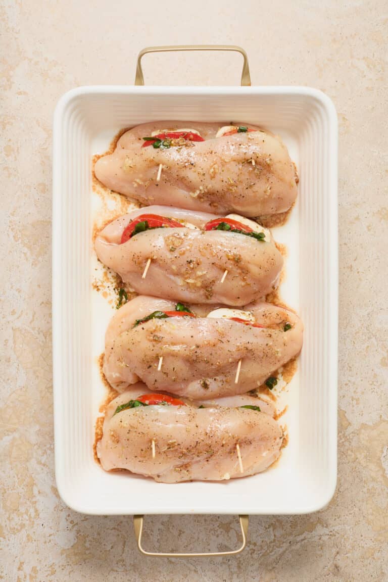 Baked Mozzarella Stuffed Chicken with Tomato and Basil | Lemons & Zest