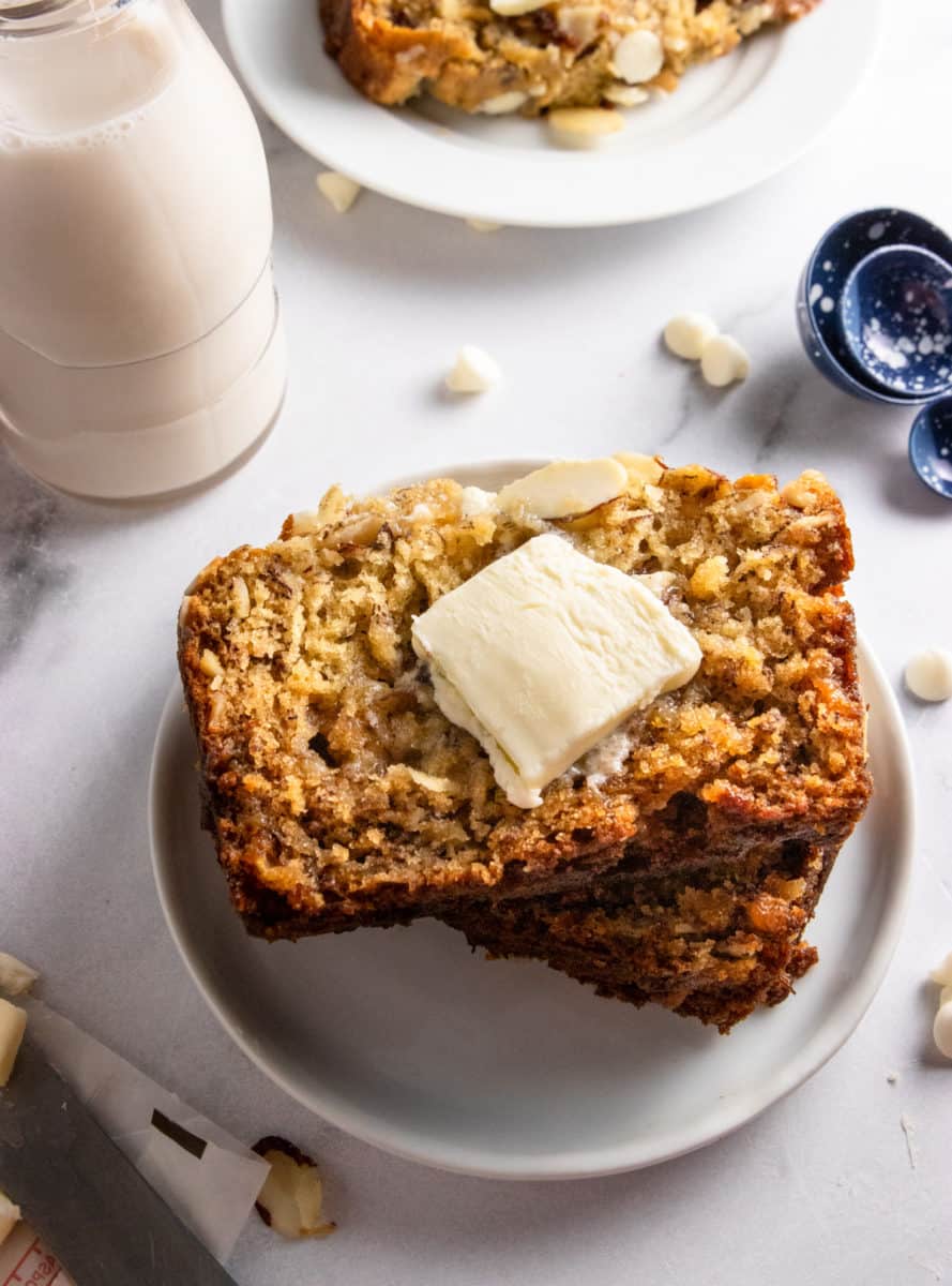 White Chocolate Almond Banana Bread Lemons Zest