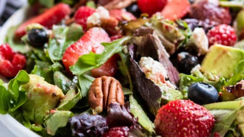best dressing for green salad with fruit Summer Fruit Medley Green Salad / The Grateful Girl Cooks!