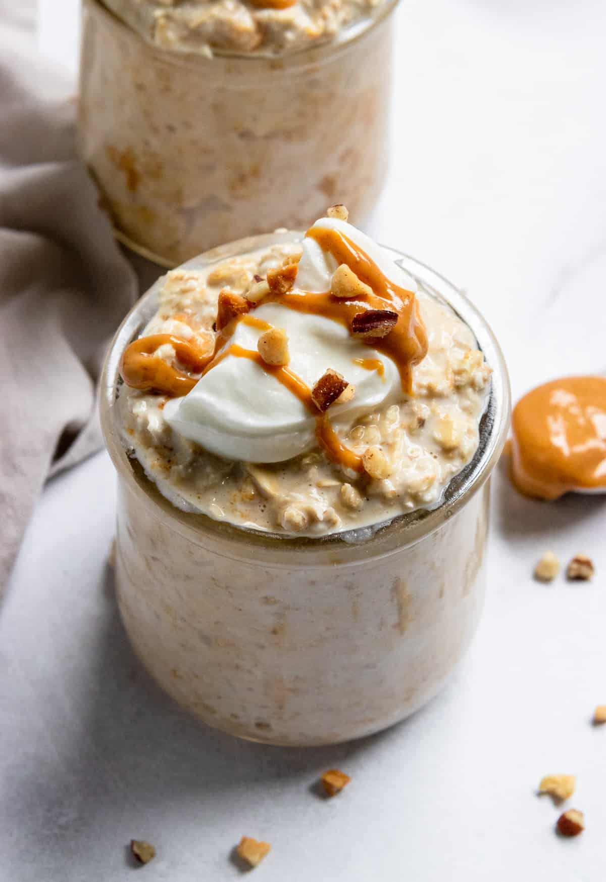 Peanut Butter Greek Yogurt Overnight Oats | Lemons + Zest