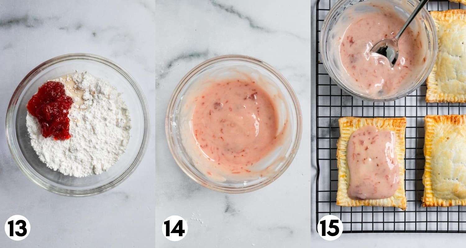 Frosting ingredients in bowl and spread on pop tart.