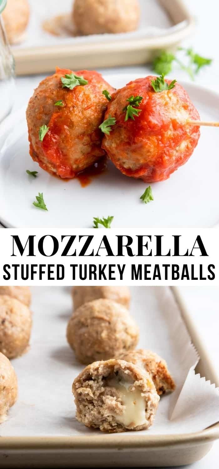 Mozzarella Stuffed Turkey Meatballs Lemons + Zest