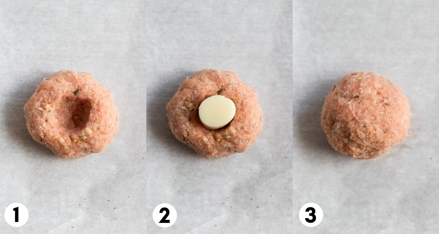 Steps to make meatballs.