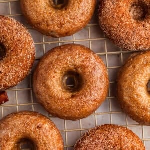 Apple cider glazed apple donuts.