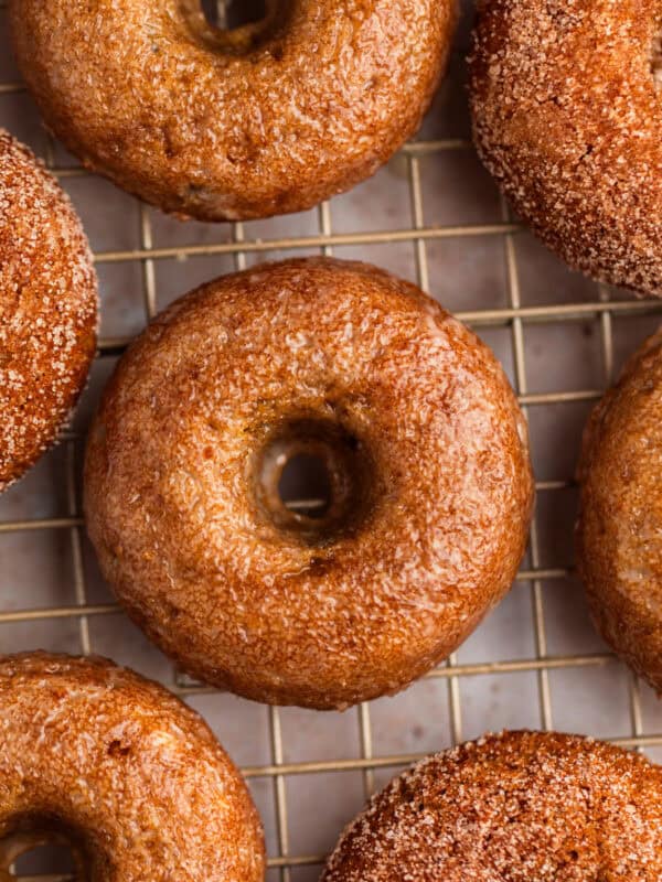 Apple cider glazed apple donuts.