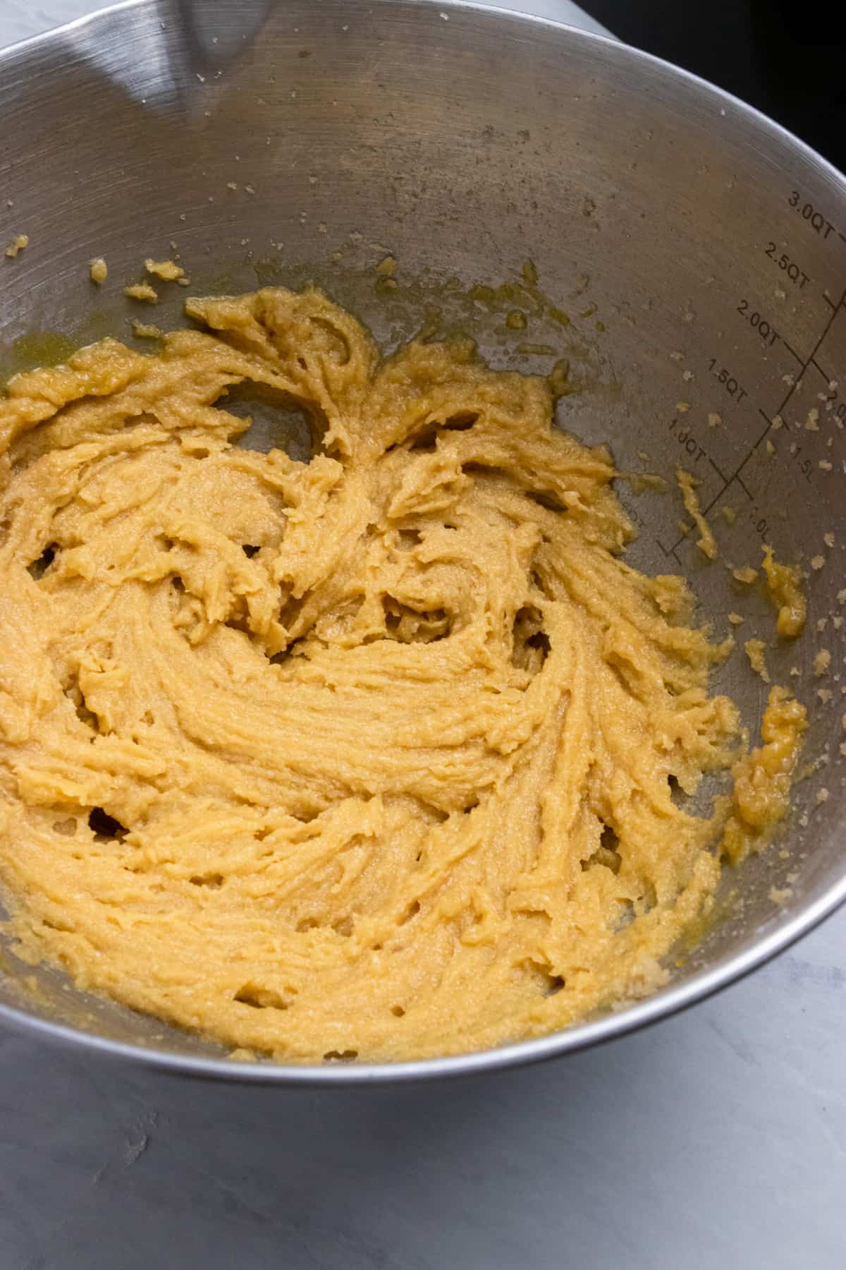 Lucky charm cookie dough in mixing bowl.