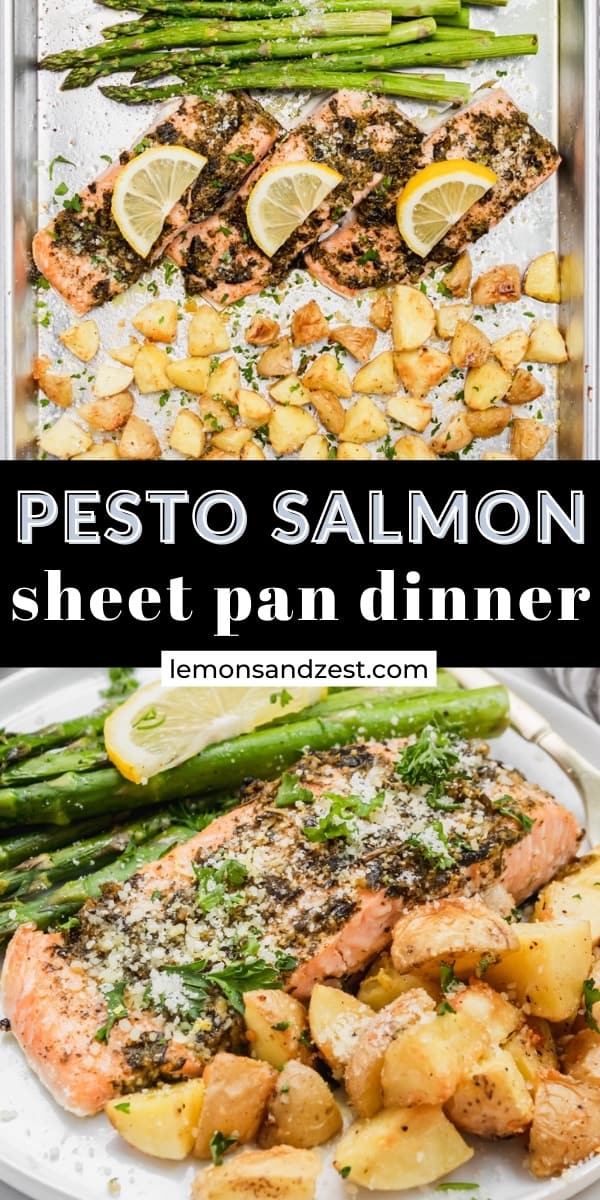 Pesto Salmon Sheet Pan Dinner | Lemons + Zest