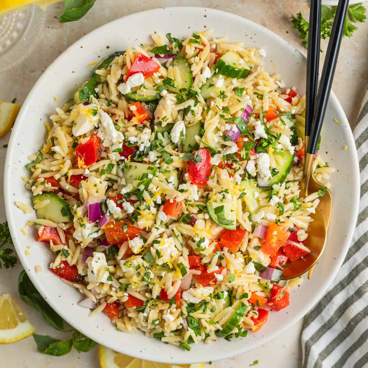 Easy Lemon Orzo Salad With Feta
