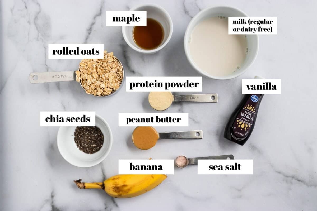 Easy High Protein Peanut Butter Overnight Oats Lemons + Zest